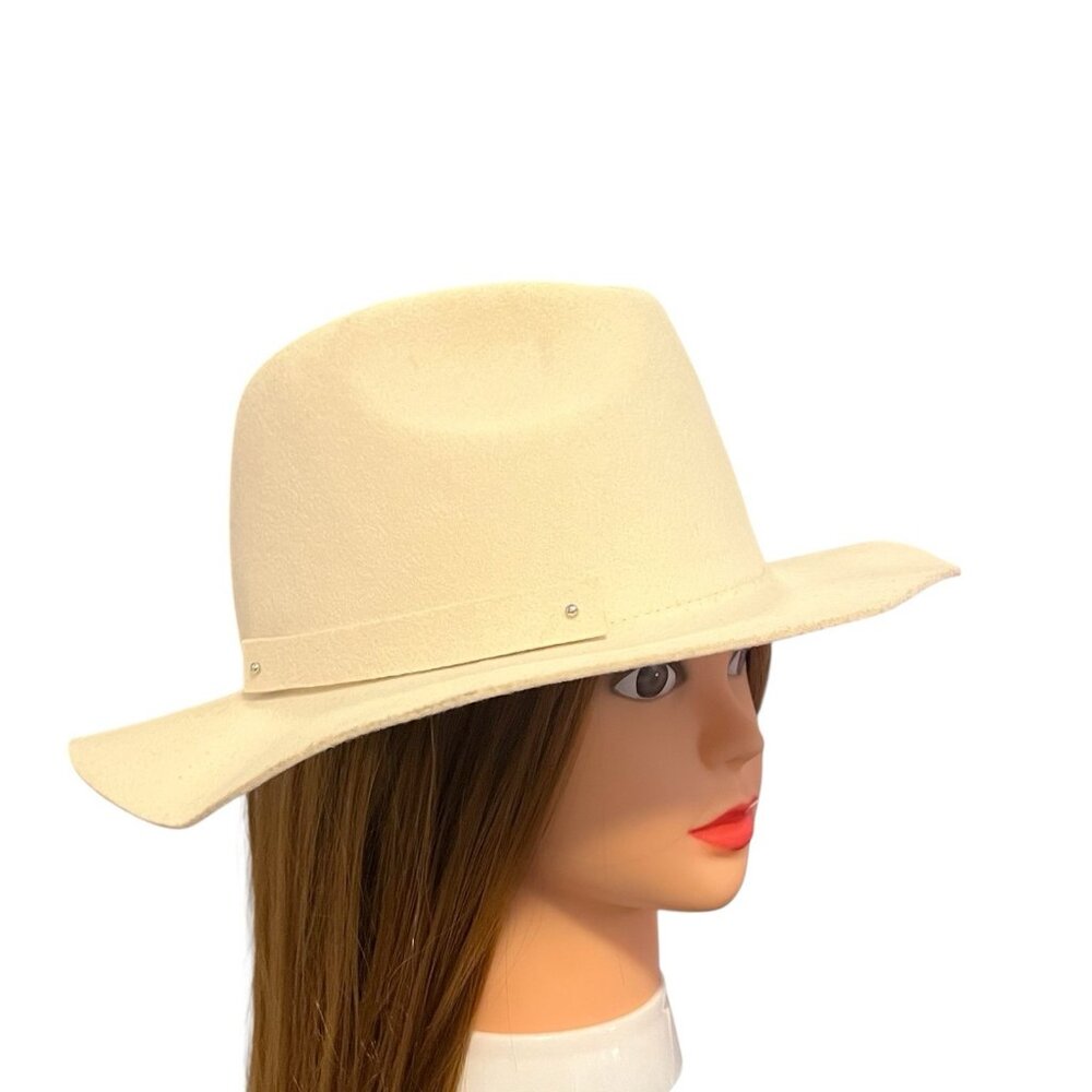 Anthropologie Women’s Fedora Hat 100% Wool Beige One Size - Picture 3 of 9